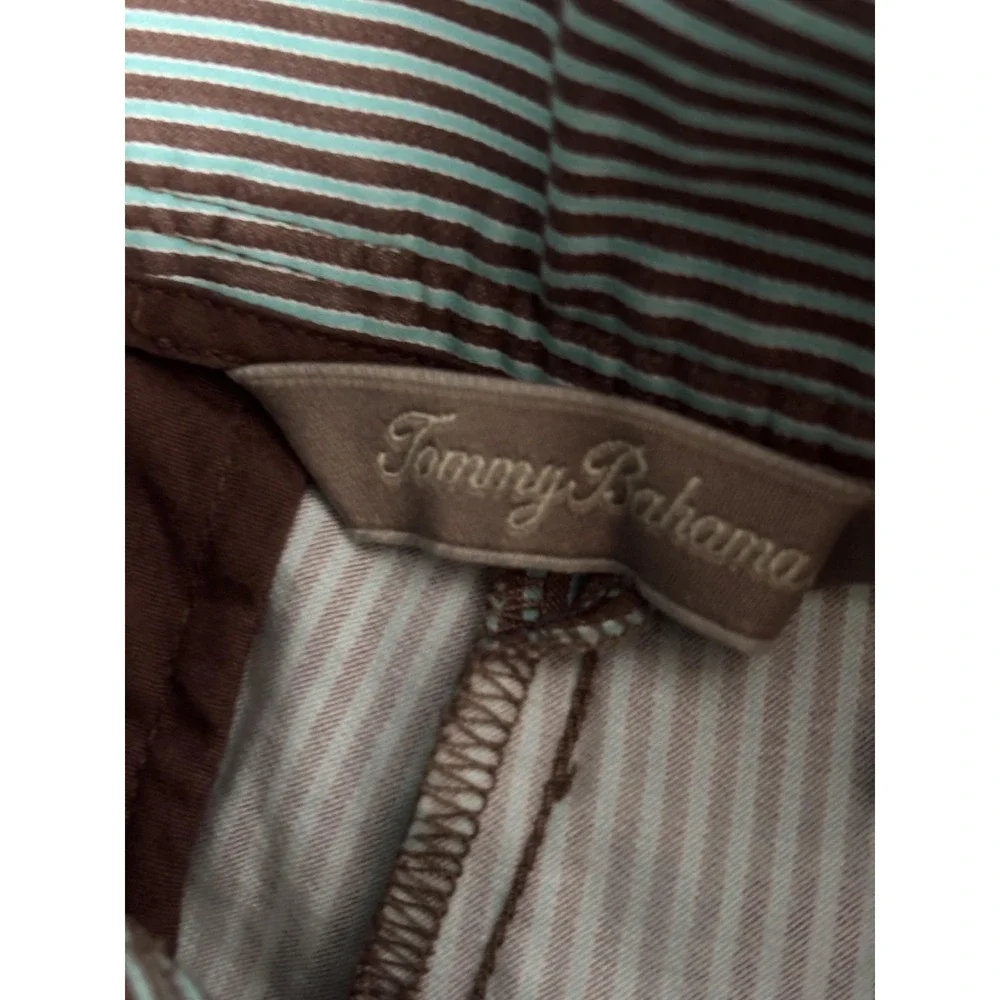 Tommy Bahama Bermuda Shorts Womens 4 Brown Stripe Twill Stretch Chino Casual